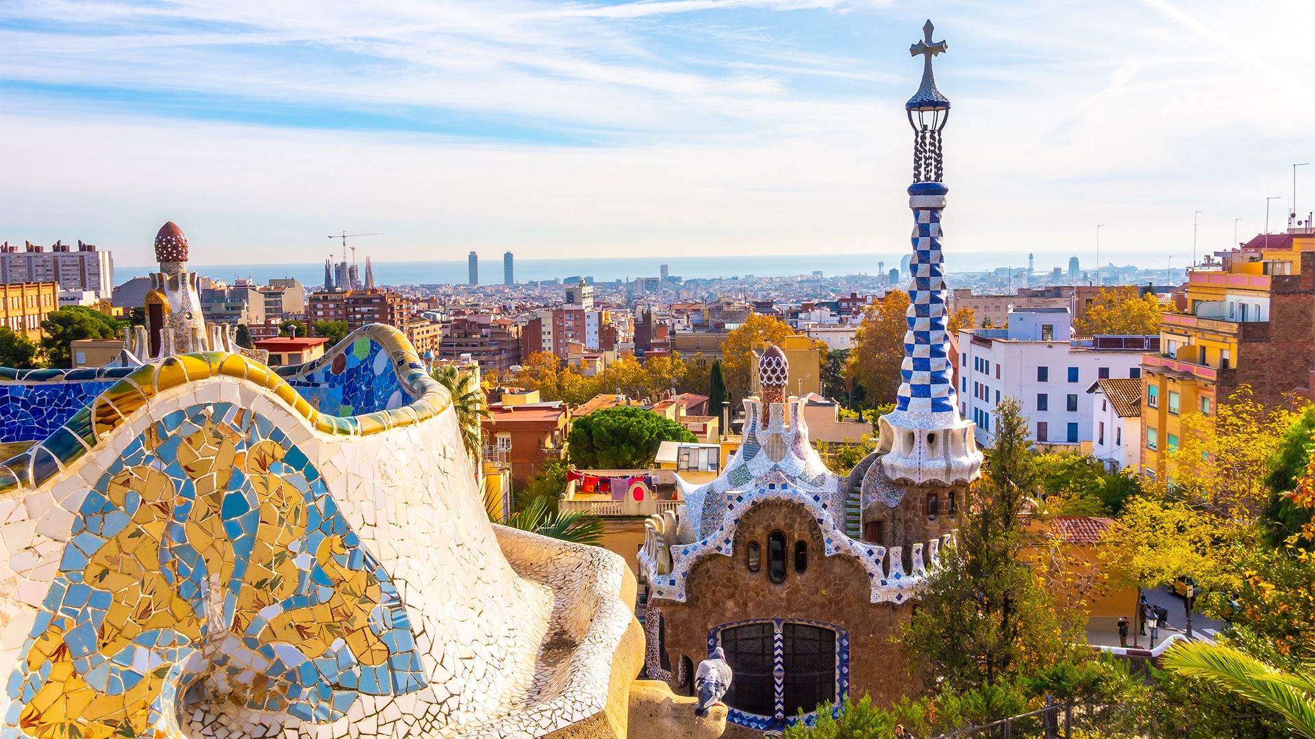 Parc Guell und die Stadt Barcelona im Hintergrund
